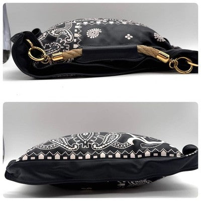 SACAI 16-01120M PAISLEY LEATHER 2WAY ROPE HANDLE SHOULDER BAG NAVY/WHITE