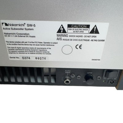NAKAMICHI SOUNDSPACE 5 SUBWOOFER SW-5 POWERED ACTIVE SPEAKER TESTED AC ADAPTER