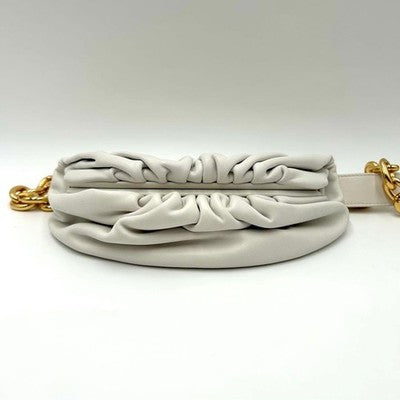 BOTTEGA VENETA THE POUCH CHAIN SHOULDER BODY BAG WHITE LAMBSKIN ITALY