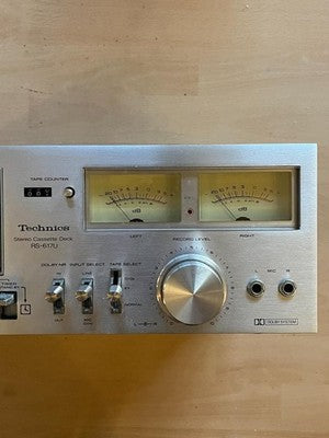 TECHNICS RS-617U STEREO CASSETTE DECK SILVER ANALOG VU METERS VINTAGE