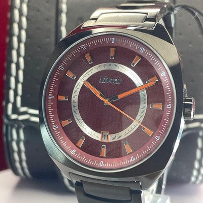 ASHWORTH QZ MEN'S WRISTWATCH ROUND FACE JAPAN MADE MOVEMENT SS BELT NEAR MINT