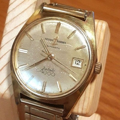 ULYSSE NARDIN JUBILEE 4000 AUTOMATIC GOLD DIAL DATE STRETCH BAND MEN'S WATCH