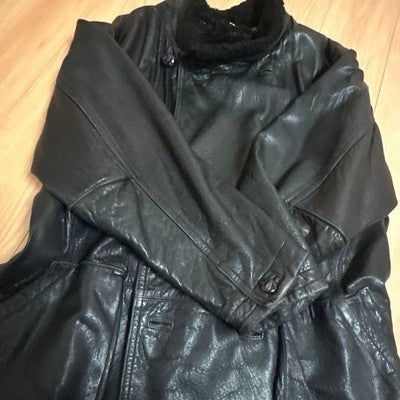 ISSEY MIYAKE VINTAGE 70S 80S LEATHER COAT JACKET FUR COLLAR RARE ARCHIVE JAPAN