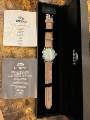 ORIENT BAMBINO 38 RN-AC0M06L BABY BLUE DIAL AUTOMATIC LIMITED EDITION WATCH