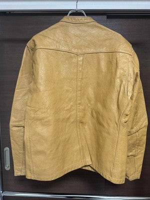 60s BATES Leather Single Rider's Racing Jacket Size L Mustard Vintage Used From