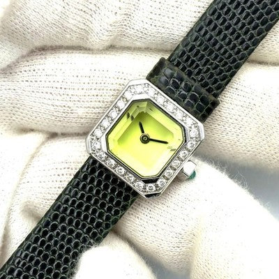 CORUM SUGAR CUBE 137.426.47 DIAMOND BEZEL QUARTZ WOMEN'S WATCH GREEN DIAL