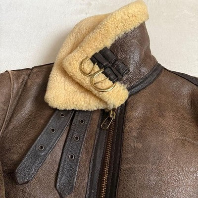 SCHOTT B-9 SHEARLING SHEEPSKIN COAT BOA JACKET MEN LEATHER SIZE 42 MADE IN USA