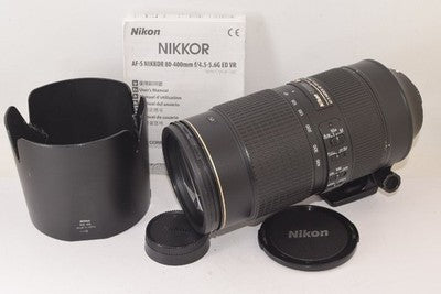NIKON AF-S NIKKOR 80-400MM F4.5-5.6G ED VR N 5X TELEPHOTO ZOOM LENS AS IS