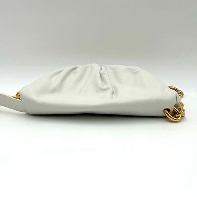 BOTTEGA VENETA THE POUCH CHAIN SHOULDER BODY BAG WHITE LAMBSKIN ITALY