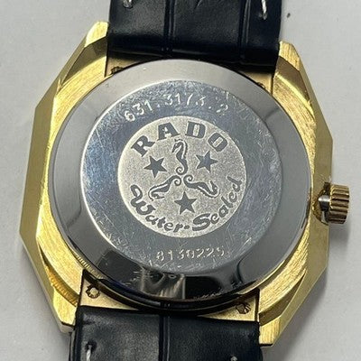 RADO VINTAGE 1970S AUTOMATIC 631.3173.2 GOLD DIAL OCTAGON LEATHER STRAP WATCH
