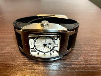HYSEK V-KING Automatic Watch Silver Stainless Steel Used /w Box From Japan