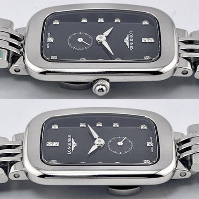 LONGINES EQUESTRIAN L6.141.4 13P DIAMOND BLACK DIAL SS QUARTZ SMALLSSECOND WATCH