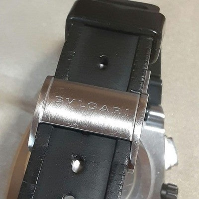 BVLGARI ERGON CHRONOGRAPH EG40S CH AUTOMATIC BLACK DIAL LEATHER MEN'S WATCH USED