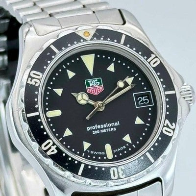TAG HEUER PROFESSIONAL 973.013 BLACK QUARTZ WATCH 33MM STAINLESS STEEL
