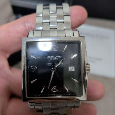 HAMILTON H32415135 JAZZMASTER SQUARE AUTO 38.5MM SS EXCELLENT W/ BOX RARE