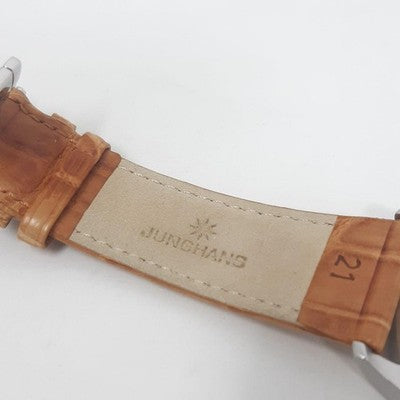 JUNGHANS 027/4781.00 MEN'S WATCH ROUND FACE JAPAN MADE LEATHER BELT DIAL: SILVER