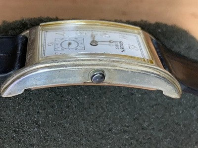 GRUEN CURVEX STERLING SILVER RECTANGULAR ART DECO QUARTZ SMALL SECOND WATCH