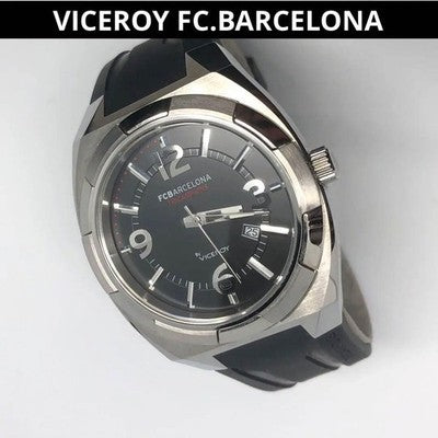 VICEROY FC BARCELONA CHAMPIONS WATCH BLACK & SILVER USED FROM JAPAN SOCCER