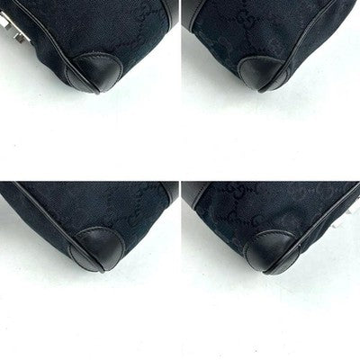 GUCCI MINI BOSTON BAG SHERRY LINE GG CANVAS BLACK LEATHER HANDBAG