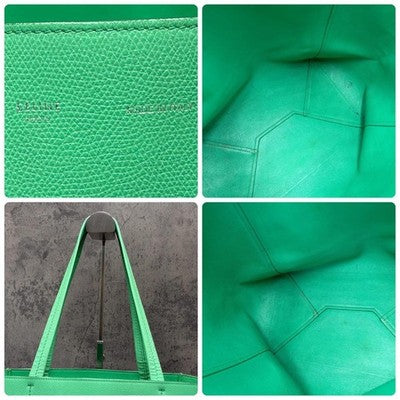 CELINE CABAS PHANTOM TOTE BAG GREEN ALL LEATHER LARGE SHOULDER BAG