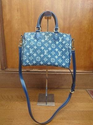 LOUIS VUITTON M59609 SPEEDY BANDOULIERE 25 MONOGRAM DENIM SHOULDER BAG BLUE
