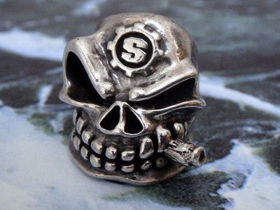 STARLINGEAR PUNCHER CIGAR SLICKSTER RING SIZE 17 SILVER 925 SKULL SMOKING DESIGN