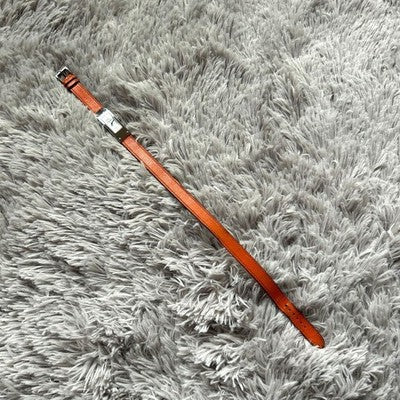 HERMES KELLY II DOUBLE TOUR KT1.210 ORANGE LEATHER WOMEN'S WATCH SILVER HARDWARE