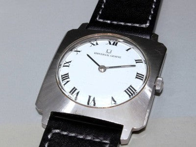 UNIVERSAL GENEVE 842106 HAND WINDING WATCH WHITE DIAL STAINLESS STEEL RUNNING