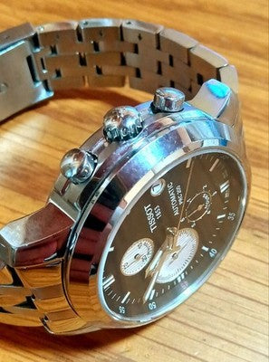 TISSOT PRC200 A014427A CHRONOGRAPH WATCH BLACK SILVER DIAL 200M STEEL MENS SWISS