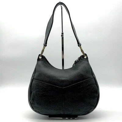 MIU MIU BLACK LEATHER SHOULDER BAG TURN LOCK GOLD HARDWARE NERO WITH CARD