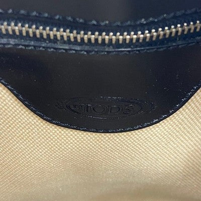 TOD'S DI BAG BLACK LEATHER BACKPACK SHOULDER BAG LOGO DESIGN AUTHENTIC LUXURY