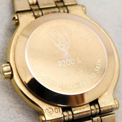 GUCCI 9200L DIAMOND BEZEL 11P DIAMONDS QUARTZ GOLD BLACK WATCH 3242