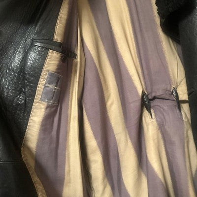 ISSEY MIYAKE VINTAGE 70S 80S LEATHER COAT JACKET FUR COLLAR RARE ARCHIVE JAPAN