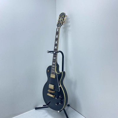 EPIPHONE LES PAUL CUSTOM EBONY ELECTRIC GUITAR USED CLEAN TESTED W/ ACCESSORIES