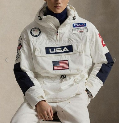 POLO RALPH LAUREN TEAM USA ANORAK JACKET WHITE SIZE L RARE