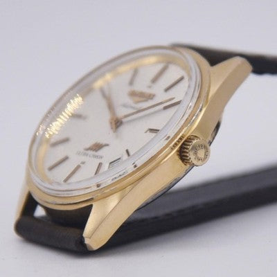 LONGINES ULTRA-CHRON AUTOMATIC DATE SILVER DIAL GOLD CASE SWISS MENS WATCH USED