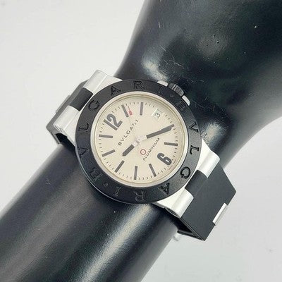 BVLGARI ALUMINIUM AL38A AUTOMATIC SILVER DIAL RUBBER MENS LUXURY WATCH