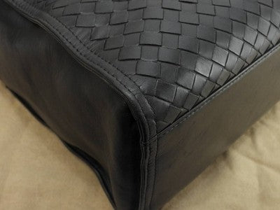BOTTEGA VENETA INTRECCIATO LEATHER TOTE BAG BLACK BUSINESS SHOULDER BAG