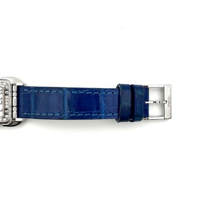 TABBAH SAGA DIAMOND RECTANGULAR QUARTZ WATCH VINTAGE SWISS BLUE DIAL