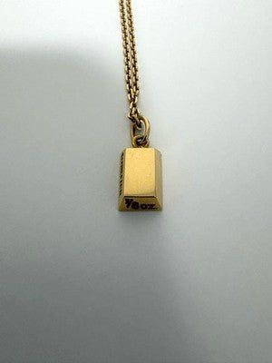 CARTIER 1/8 OZ INGOT PENDANT & 2C LOGO CHAIN SET 750 YELLOW GOLD RARE VINTAGE