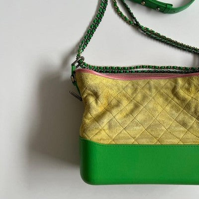 CHANEL GABRIELLE CHAIN SHOULDER BAG MULTICOLOR LEATHER SUEDE HOBO AUTHENTIC