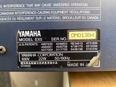 YAMAHA EX5 SYNTHESIZER 76-KEY MUSIC WORKSTATION TESTED WORKING FROM JAPAN