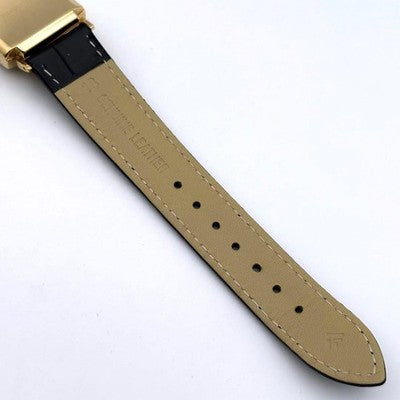 CIRCA 23KGP QUARTZ MEN'S WRISTWATCH SMALL SECONDS, UNISEX DIAL: GOLD SQUARE FACE