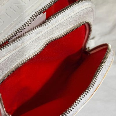 NEW AUTH CHRISTIAN LOUBOUTIN LOUBIFUNK WHITE STUDDED CROSSBODY BODY BAG