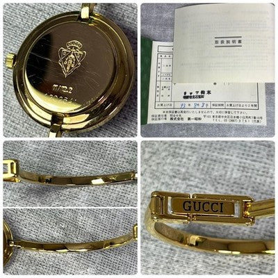 GUCCI CHANGE BEZEL 11/12.2 WOMEN'S QUARTZ WATCH VINTAGE GOLD WHITE DIAL RARE