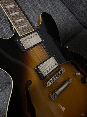 BURNY SRSA-65 SEMI HOLLOW ELECTRIC GUITAR ES-335 TYPE GOTOH LOCKING TUNERS USED