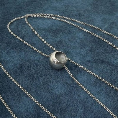 GEORG JENSEN CAVE BALL NECKLACE STERLING SILVER 925 LONG 92CM CLEANED