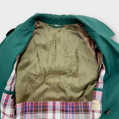 BURBERRY DOUBLE GUN FLAPS TRENCH COAT GREEN LIMITED EDITION MEN'S SIZE 46 L