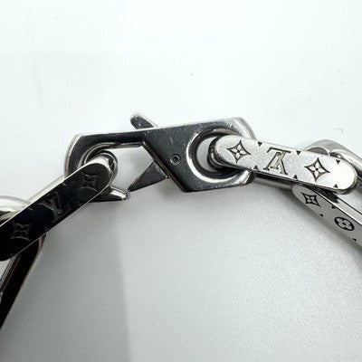 LOUIS VUITTON COLLIER CHAIN MONOGRAM BRACELET SILVER METAL MEN LUXURY AUTHENTIC