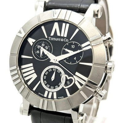 TIFFANY ATLAS CHRONOGRAPH Z1301 QUARTZ MENS WATCH WHITE DIAL DATE JAPAN